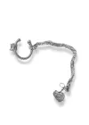Gümüş Renk Kalp Figürlü Taş Detaylı İkili Ear Cuff Küpe Set