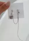 Gümüş Renk Kalp Figürlü Taş Detaylı Kulak Aksesuarı