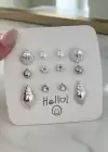 Gümüş Renk Karışık Figürlü 12li Küpe Set
