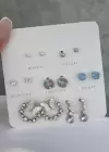 Gümüş Renk Karışık Figürlü 14lü Küpe Set