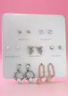 Gümüş Renk Karışık Figürlü 14lü Küpe Set