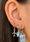 Gümüş Renk Karışık Figürlü 3lü YSX Küpe Set
