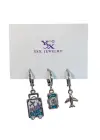 Gümüş Renk Karışık Figürlü 3lü YSX Küpe Set
