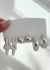 Gümüş Renk Karışık Figürlü 6lı Küpe Set