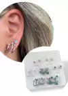 Gümüş Renk Karışık Figürlü 7li Küpe Set