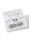 Gümüş Renk Karışık Figürlü 7li Küpe Set
