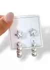 Gümüş Renk Karışık Figürlü Küpe Set