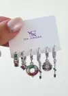 Gümüş Renk Karışık Figürlü Taş Detaylı 6lı YSX Küpe Set