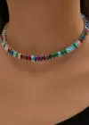 Gümüş Renk Karışık Taşlı Choker Su Yolu Kolye