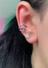 Gümüş Renk Kelebek Detaylı Çelik Ear Cuff Küpe (Tek)