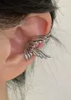 Gümüş Renk Kelebek Figürlü 14K Altın Kaplama TX Ear Cuff (Tek)