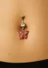 Gümüş Renk Kelebek Figürlü Cerrahi Çelik Göbek Piercing