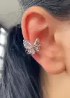 Gümüş Renk Kelebek Figürlü Ear Cuff Küpe (Tek)