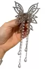 Gümüş Renk Kelebek Figürlü İnci Detaylı Metal Mandal Toka