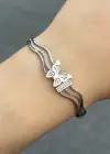 Gümüş Renk Kelebek Figürlü Kelepçe Bileklik