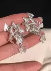 Gümüş Renk Kelebek Figürlü Küpe (Çift)