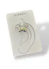 Gümüş Renk Kelebek Figürlü Taş Detaylı 14K Altın Kaplama TX Ear Cuff (Tek)