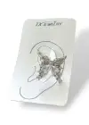 Gümüş Renk Kelebek Figürlü Taş Detaylı 14K Altın Kaplama TX Ear Cuff (Tek)