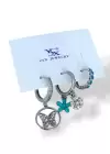 Gümüş Renk Kelebek Figürlü Taş Detaylı VİP 3lü YSX Küpe Set