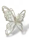 Gümüş Renk Kelebek Figürlü Taşlı Mandal Toka