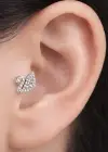 Gümüş Renk Kuğu Figürlü Taş Detaylı Cerrahi Çelik Tragus/Kıkırdak Küpe/Piercing (Tek)