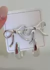 Gümüş Renk Kurdele Figürlü 4lü Küpe Set