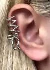 Gümüş Renk Kurdele Figürlü Ear Cuff Küpe (Tek)