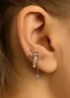 Gümüş Renk Kurdele Figürlü Sallantılı Cerrahi Çelik Tragus/Kıkırdak Küpe/Piercing (Tek)