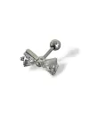 Gümüş Renk Kurdele Figürlü Taş Detaylı Çelik Tragus/Kıkırdak Küpe/Piercing (Tek)