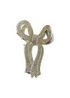 Gümüş Renk Kurdele Figürlü Taş Detaylı Metal Mandal Toka