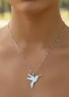 Gümüş Renk Kuş Figürlü Çelik Kolye