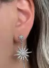 Gümüş Renk Kutup Yıldızı Detaylı Küpe (Çift)