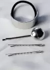 Gümüş Renk Lastik Ve Tel Toka Set