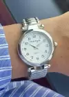 Gümüş Renk Lastikli Esnek Kordonlu Kadın Saat