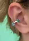 Gümüş Renk Mavi Taş Detaylı Ear Cuff (Tek)