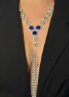 Gümüş Renk Mavi Taş Detaylı Vücut Aksesuarı