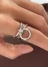 Gümüş Renk Metal Ayarlanabilir Yüzük