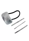 Gümüş Renk Metal Detaylı Lastik Ve Tel Toka Set