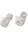 Gümüş Renk Metal Taş Detaylı Küpe (Çift)