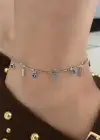 Gümüş Renk Nazar Boncuğu Figürlü  YSX Halhal
