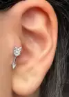 Gümüş Renk Ok Figürlü Çelik Tragus/Kıkırdak Küpe/Piercing (Tek)