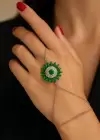Gümüş Renk Papatya Figürlü Taş Detaylı Çelik Şahmeran