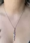 Gümüş Renk Pembe Taş Detaylı Çelik Y Kolye