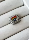 Gümüş Renk Renkli Kalp Figürlü Çelik Nomination Charm (Tek)