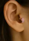 Gümüş Renk Şeker Figürlü Cerrahi Çelik Tragus/Kıkırdak Küpe/Piercing (Tek)