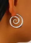 Gümüş Renk Spiral Halka Küpe (Çift)