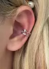 Gümüş Renk Taç Figürlü Ear Cuff (Tek)