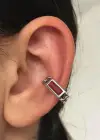 Gümüş Renk Taş Detaylı 14K Altın Kaplama TX Ear Cuff (Tek)