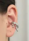 Gümüş Renk Taş Detaylı 14K Altın Kaplama TX Ear Cuff (Tek)