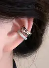 Gümüş Renk Taş Detaylı 14K Altın Kaplama TX Ear Cuff (Tek)